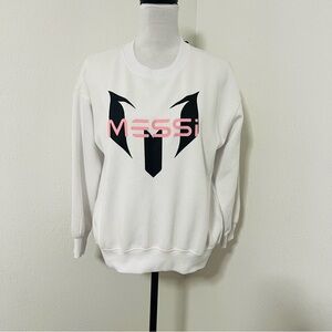 MESSI Girls XL White Graphic Crewneck Soccer Sweater NWOT Streetwear Casual